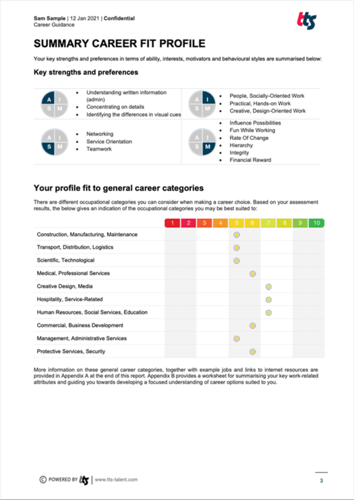 Career choice sample page report